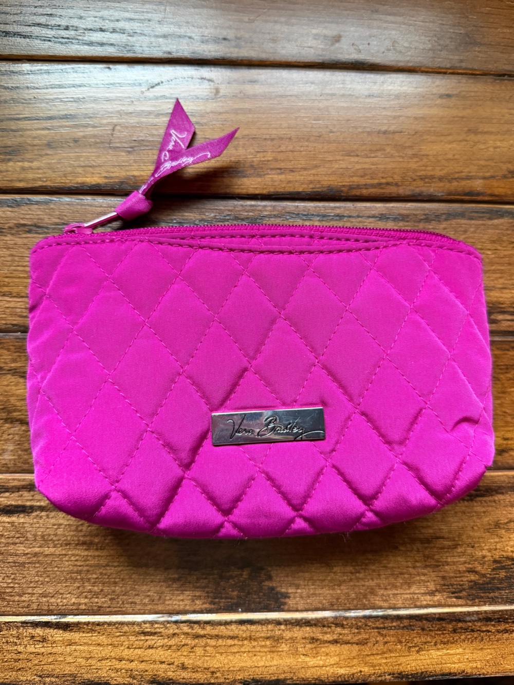 Vera Bradley Bright Pink Quilted Zip Cosmetic Pouch